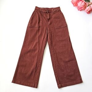 Universal Thread Womens High Rise Wide Leg Crop Jeans Rust Terracotta 00/24R